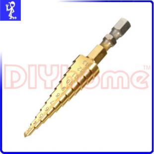 鍍鈦高速鋼HSS階梯鑽頭.圓穴鑽 3-13mm(六角柄6.35mm)
